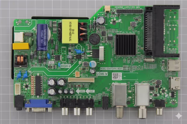 TP.MS3663S.PA671 main board for Echosonic ESTV22A/D-HD6 showing component layout and SPI flash location