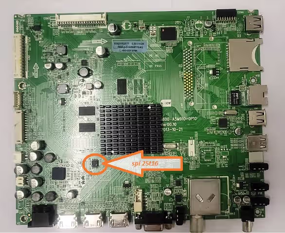 5800-A5M910-0P10 SPI flash 25T16 chip location on the main board for firmware dump