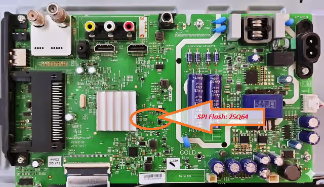 SPI Flash 25Q64 chip location on 5844-A3M31G-0P00 main board