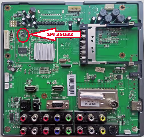 JUG7.820.1091-2 SPI Flash FL032KIF Location on Main Board