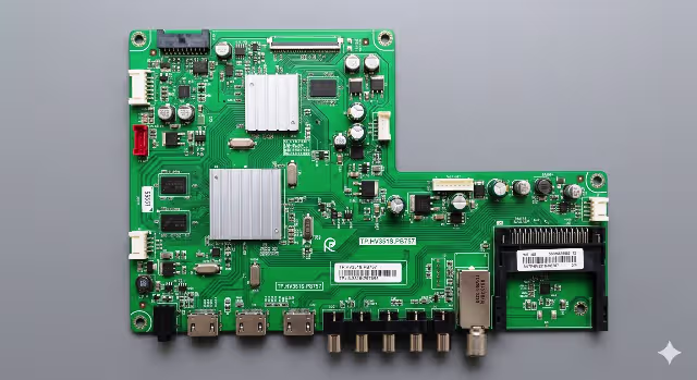 TP.HV351S.PB757 mainboard for Hyundai H-LED42FS5001 showing eMMC KLM8G1GETF memory chip location and all ICs