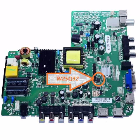 W25Q32 SPI Flash IC location on TP.VST59.P83 main board for Saturn LED40P