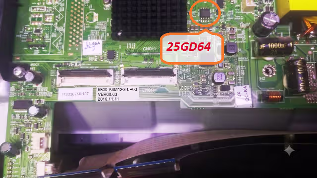 25GD64 SPI Flash Memory Chip Location on 5800-A3M12G-0P00 Main Board