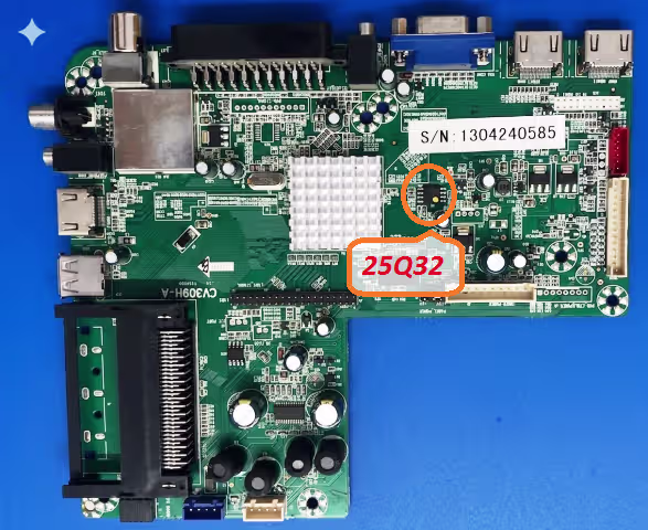 SPI 25Q32 chip location on CV309H-A main board