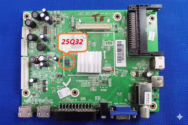 Jug7.820.1283 main board SPI 25Q32 flash IC location for Changhong EC29H4N