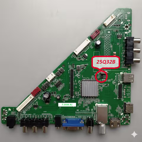 25Q32B SPI flash IC location on T.S506.81 main board