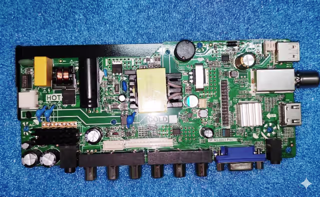 Tp.ms3663.pa671 main board used in Nikai Ntv2400ledt television showing SPI flash IC location and component layout