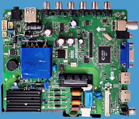 TP.VST59S.PB801 main board used in PLUTO KE32AS303 TV showing SPI flash chip location and component layout